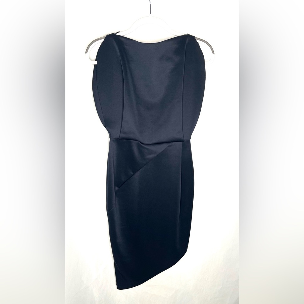 Label Lab Navy Asymmetrical Back Zipper Cocktail Evening Dress Size 8